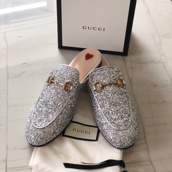Gucci Shoes - SOLD Gucci Princetown Mules Silver Glitter